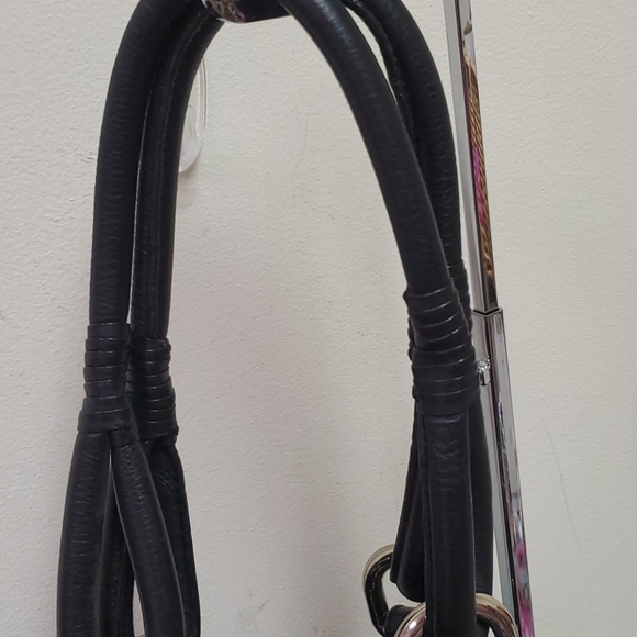 Donald J Pliner Leather Bucket Black Tie Bag - Picture 3 of 11